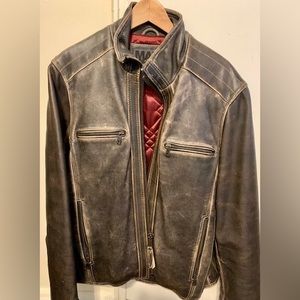 Marc New York Motorcycle Jacket Size M Burnished Genuine Leather